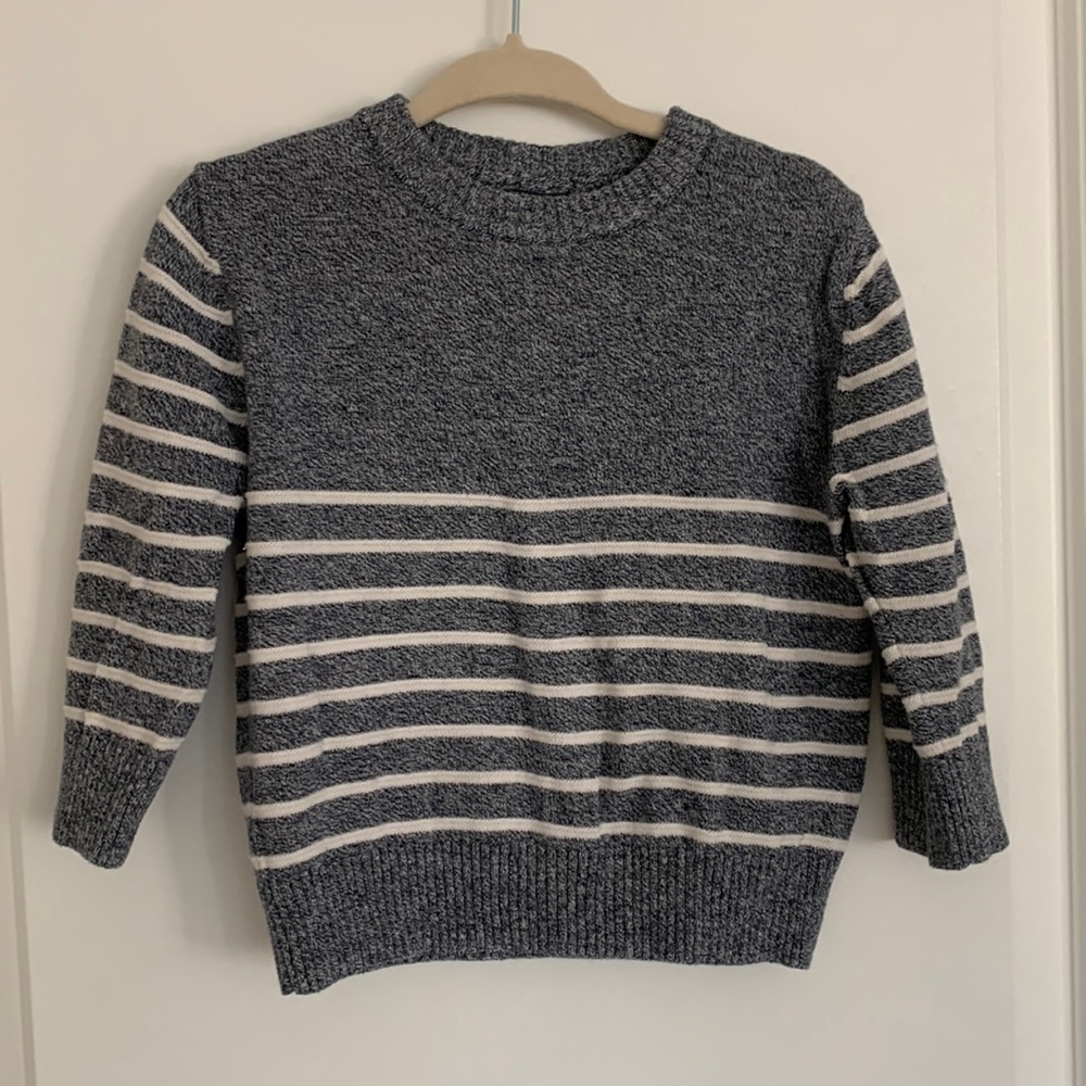 Cotton Crewneck Heathered Navy Striped Sweater 12m Cat & Jack like Gap, Old Navy